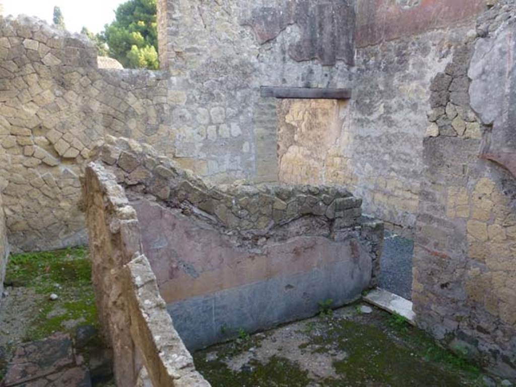 IV.8, Herculaneum, October 2012. Room 1, looking towards east wall, and doorway to entrance corridor. Photo courtesy of Michael Binns.